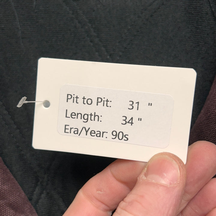 Vintage 90s Carhartt C08BRG Burgundy Barn Jacket Corduroy Collar Size 2XL