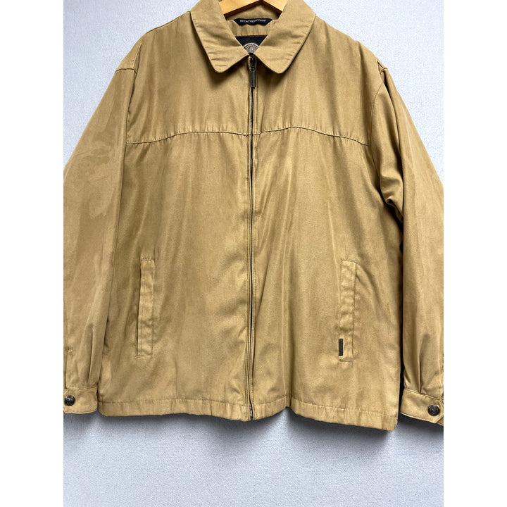 Weatherproof Brand Camel Tan Suede Bomber Jacket Size Large