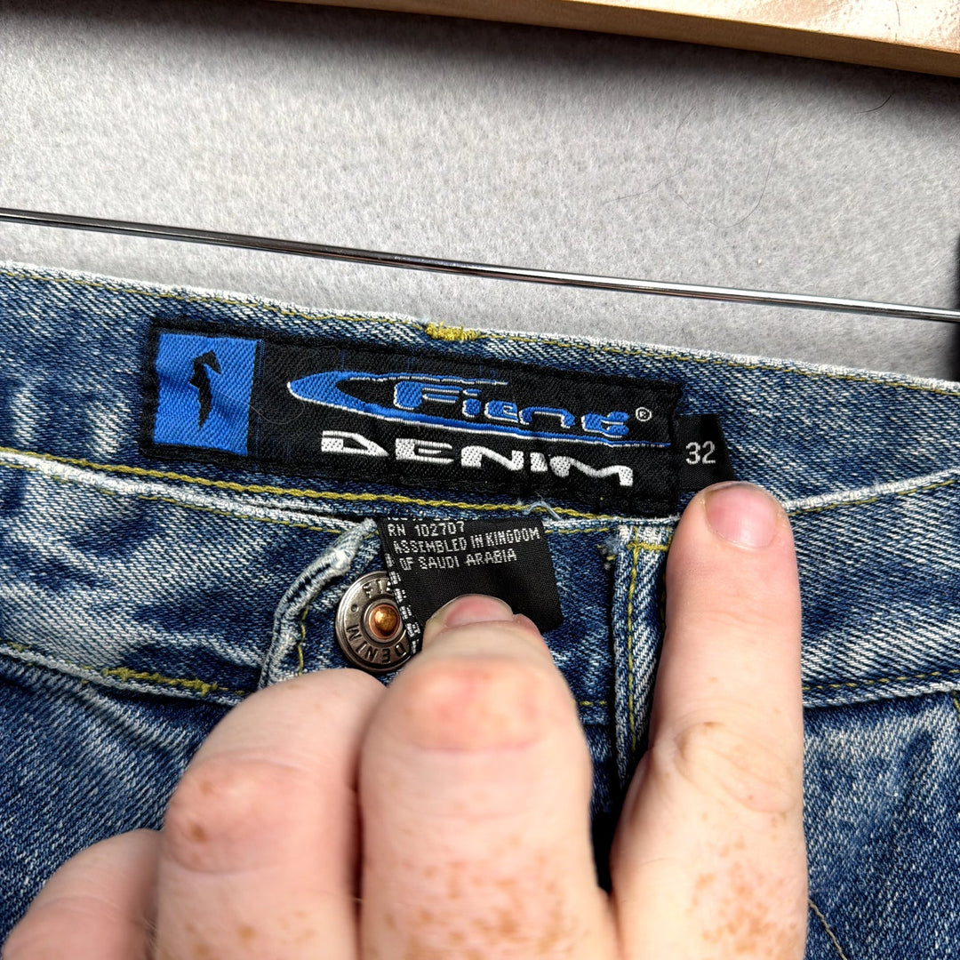 Vintage Fiend Denim Jeans Y2K Wide Leg Size 32x30