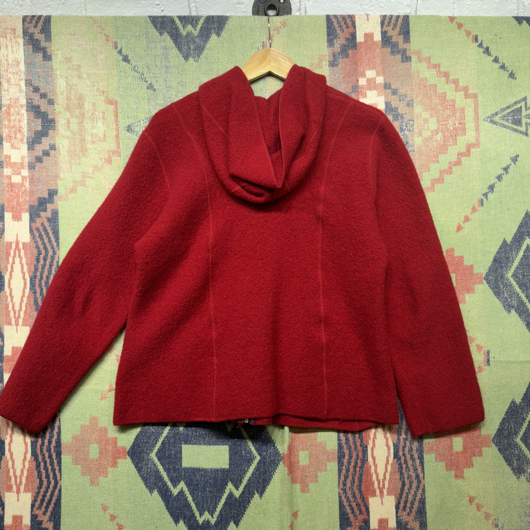 Red Wool Vintage Hooded Jacket Small 70s