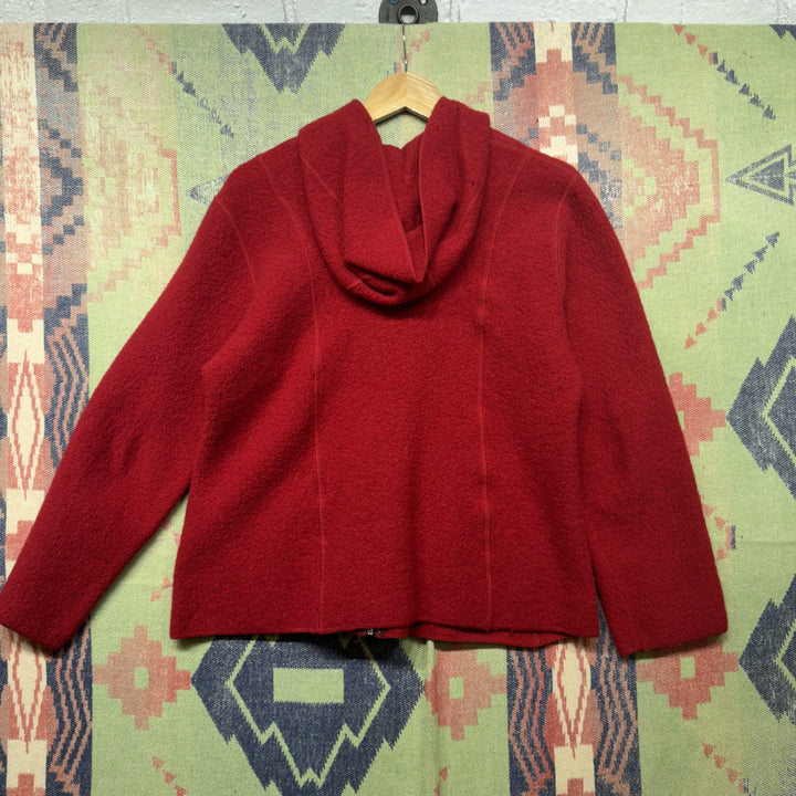 Red Wool Vintage Hooded Jacket Small 70s
