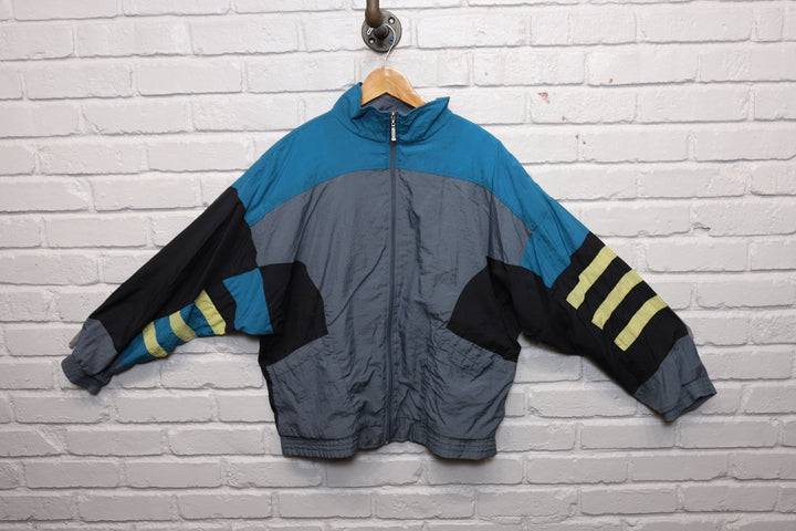 90s blue grey and yellow windbreaker size xl