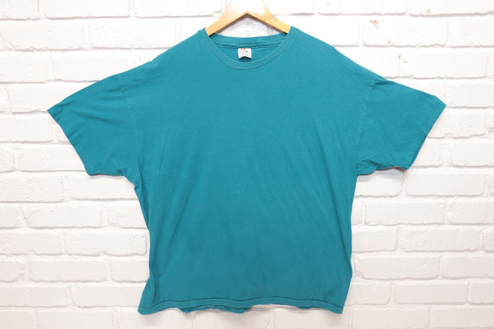 90s Vintage Hanes Teal T Shirt Size XXL