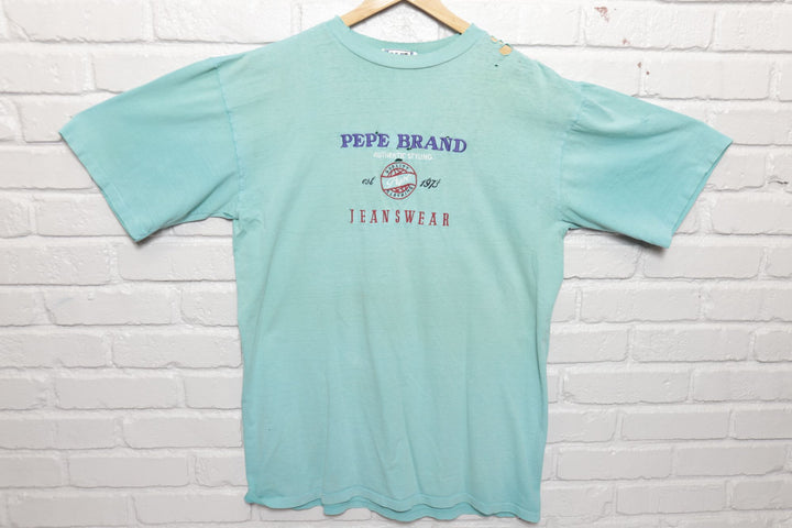 80s Vintage Pepe Brand Jeanswear Distressed T Shirt Size XL