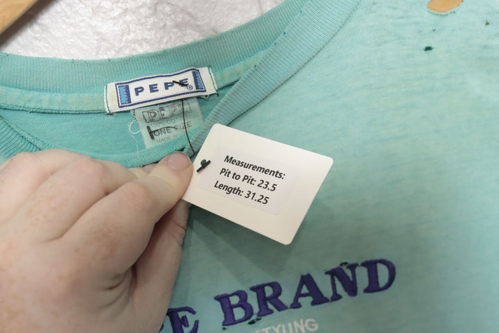 80s Vintage Pepe Brand Jeanswear Distressed T Shirt Size XL