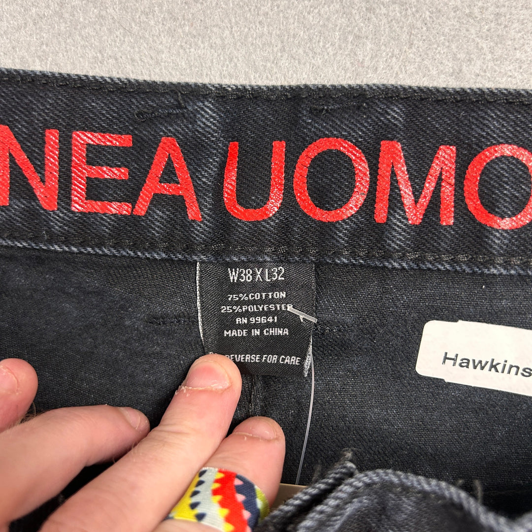 Linea Uomo Mens Black Denim Jeans Baggy Wide fit 38x32