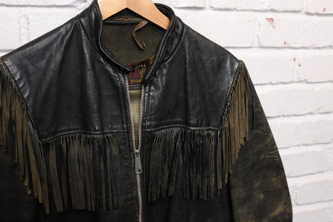 60s schott cafe racer western fringe biker jacket size small