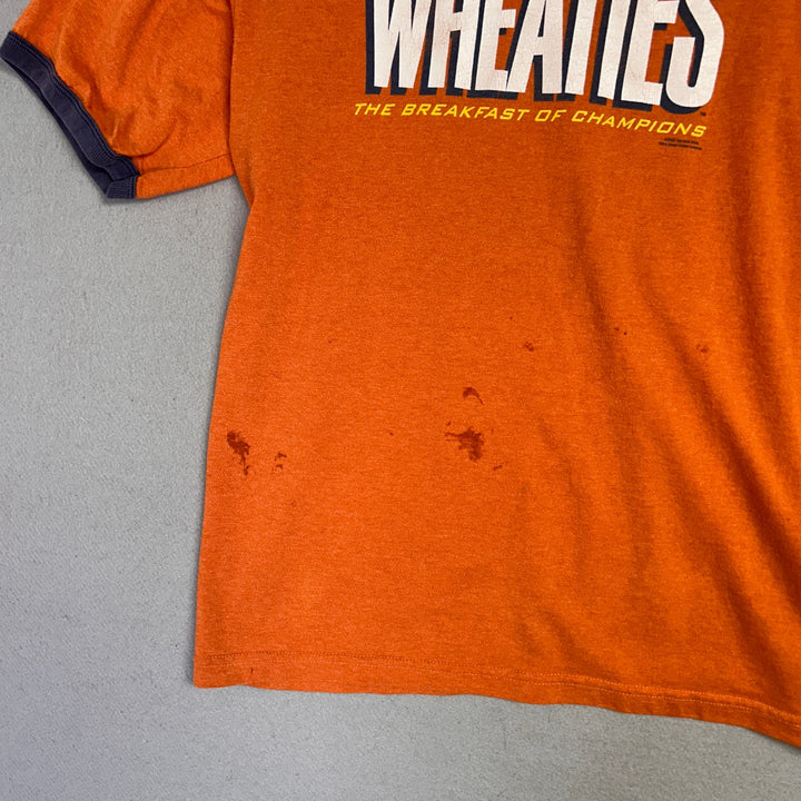 Vintage Wheaties Breakfast Of Champions Orange Ringer Tee Large