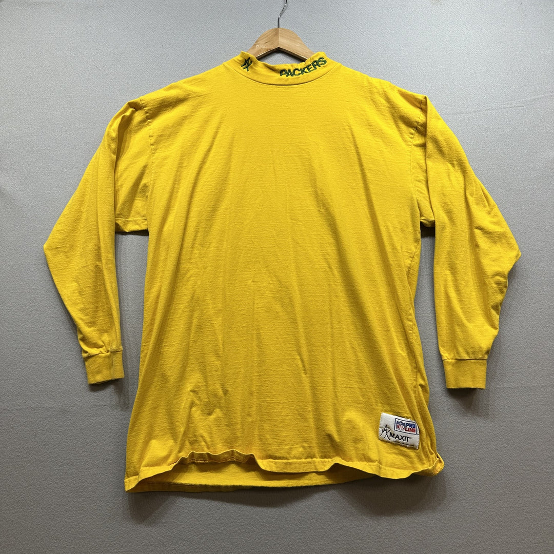 Vintage Green Bay Packers Mock Neck T Shirt Size XL