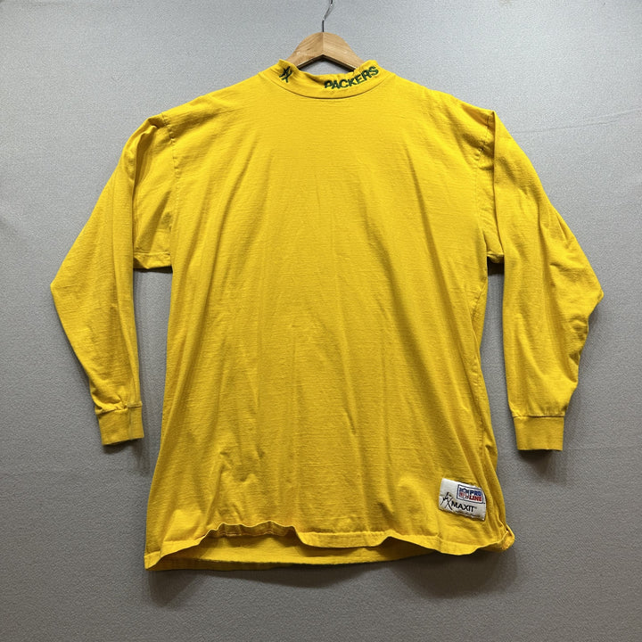 Vintage Green Bay Packers Mock Neck T Shirt Size XL