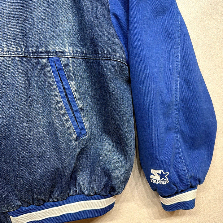 Vintage Dallas Cowboys Starter Denim Bomber Jacket Size XL
