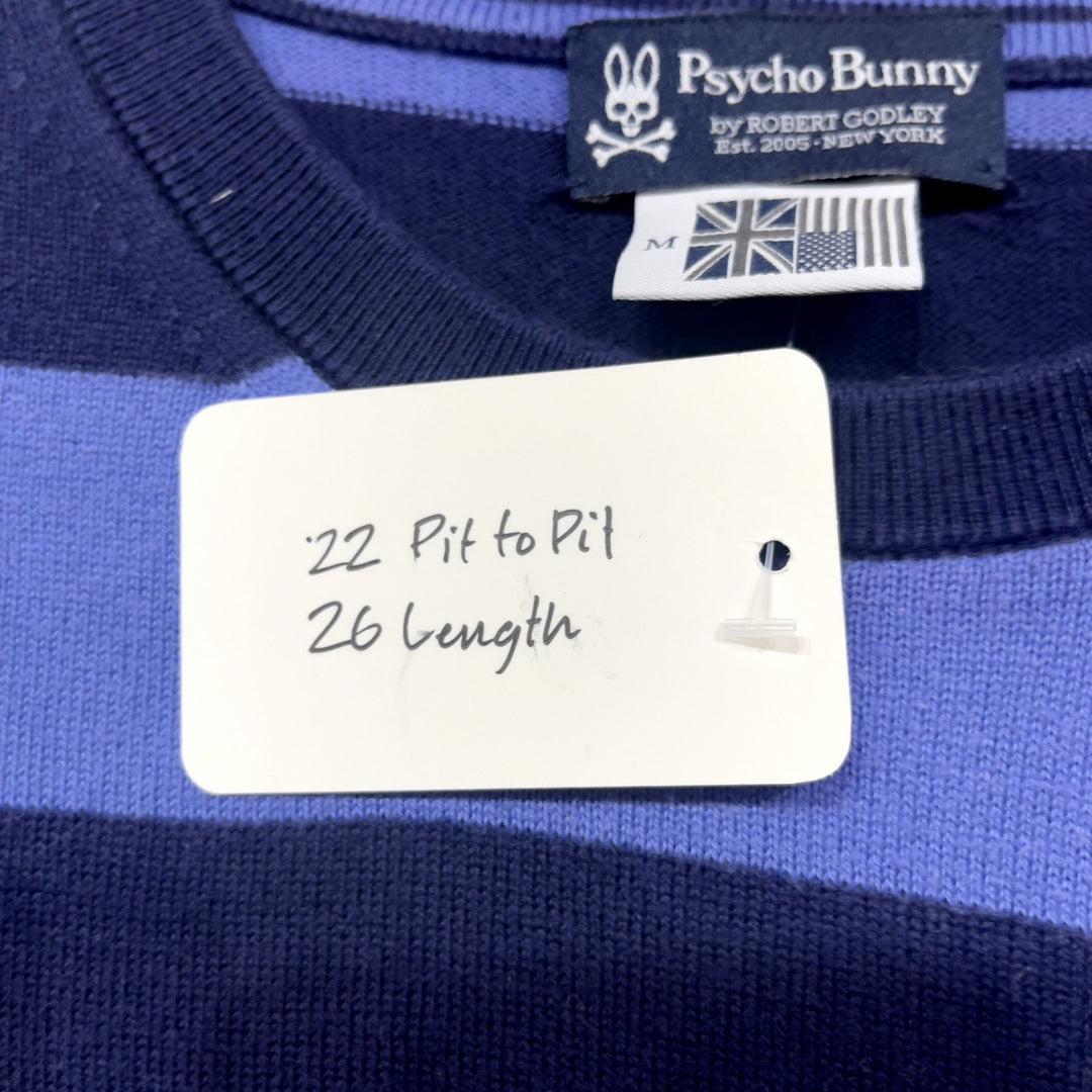 Psycho Bunny Blue Striped Sweater Size Medium
