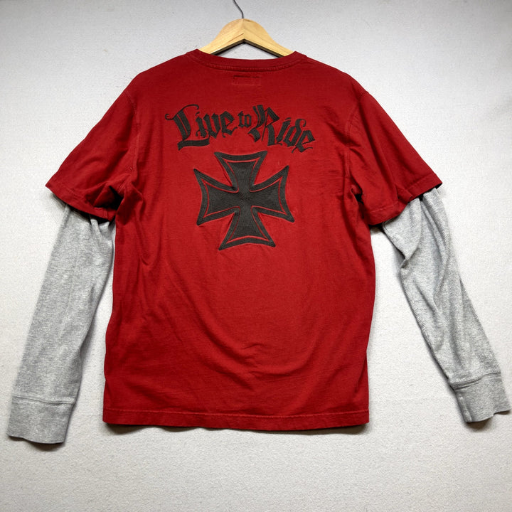 Lucky Brand Y2K Live To Ride Embroidered Shirt size Medium