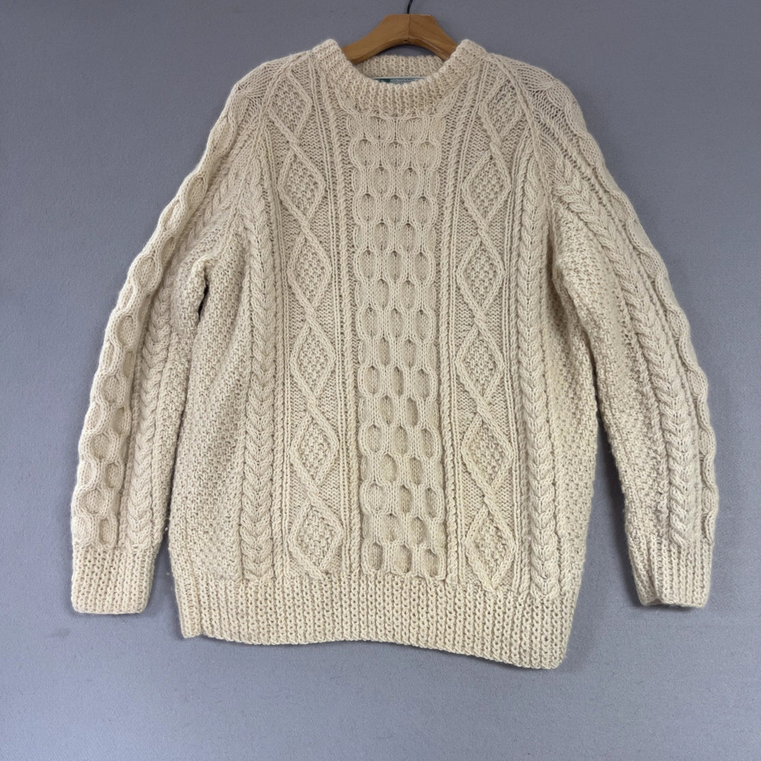 Vintage John Molloy Irish Wool Cable Knit Sweater Size Medium