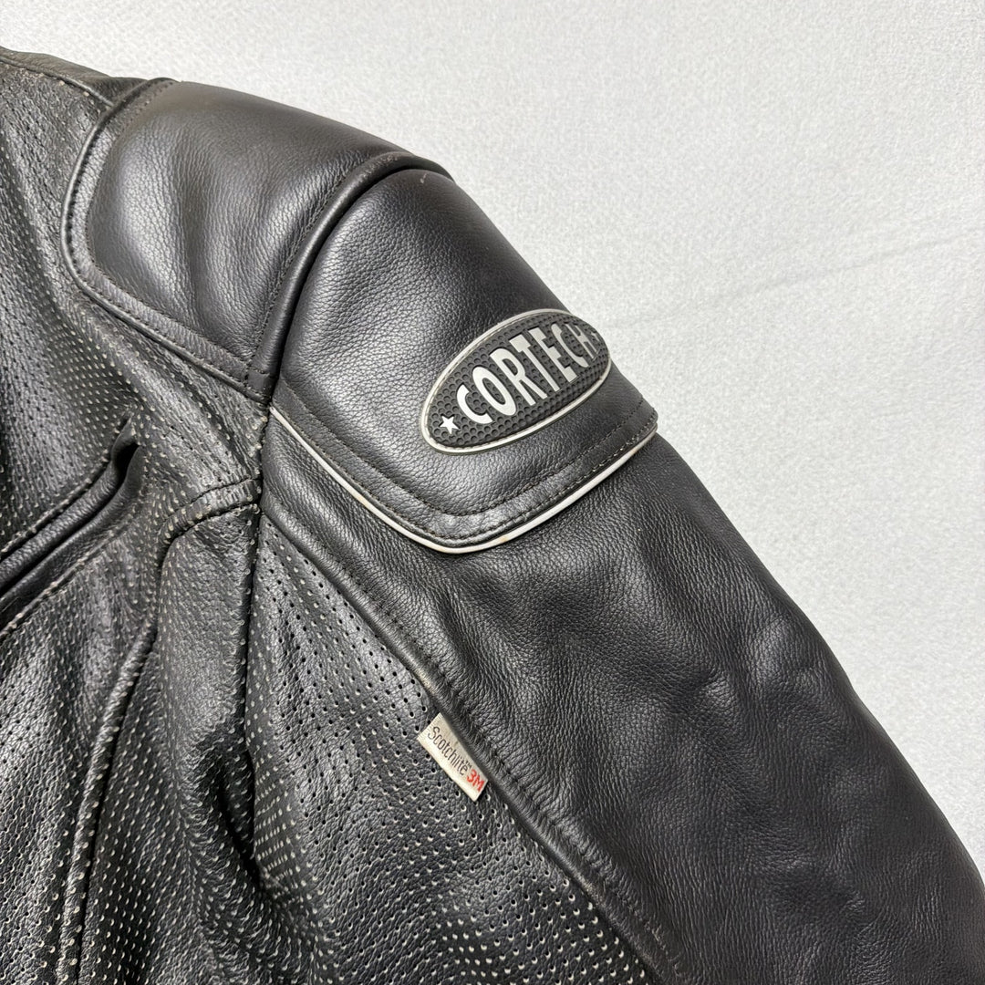 Cortech Padded Motorcycle Riding Leather Jacket Size XL