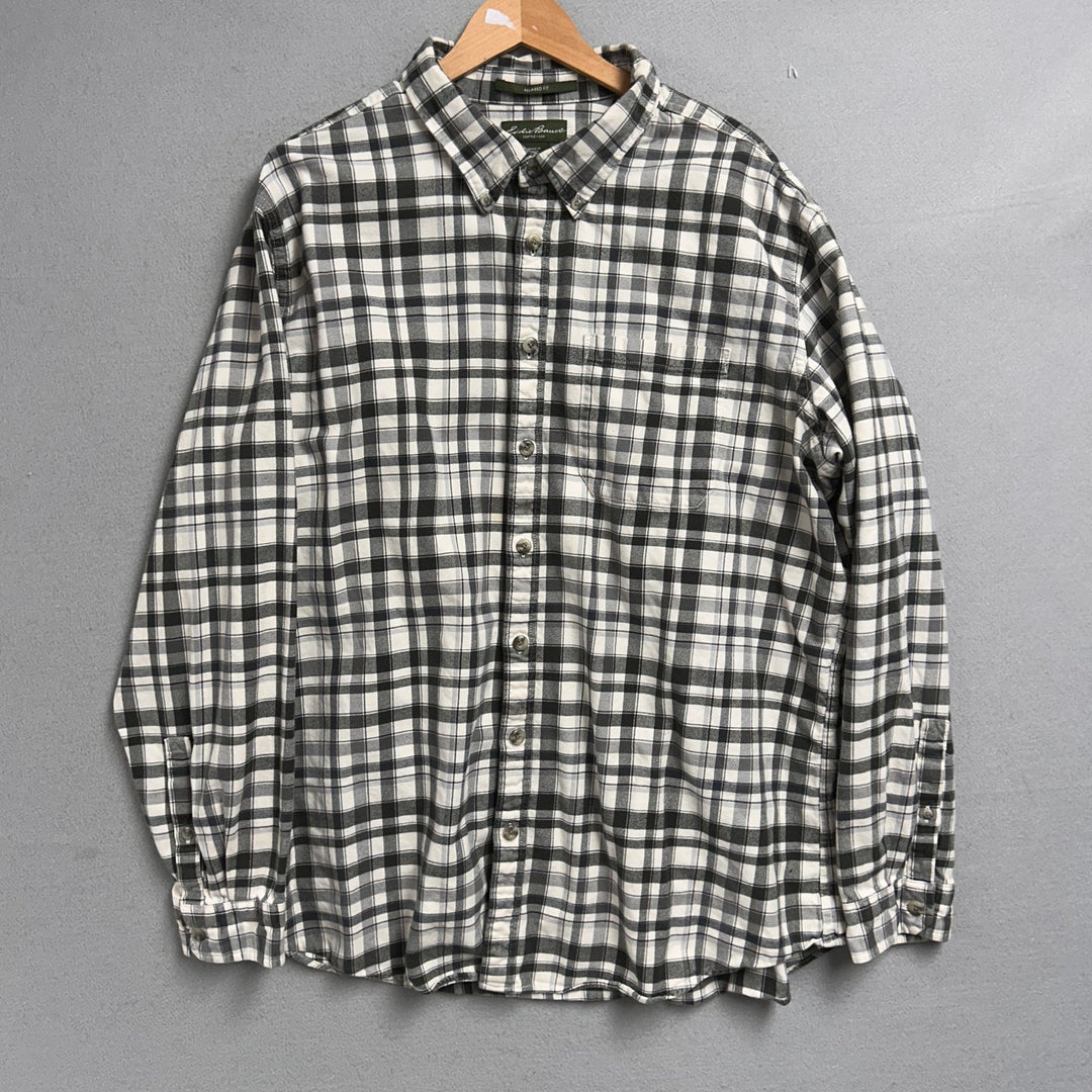 Eddie Bauer Black and White Plaid Shirt Size XXL