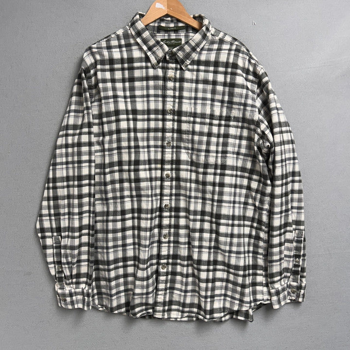Eddie Bauer Black and White Plaid Shirt Size XXL