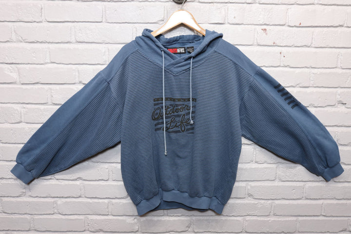 90s todays news striped hoodie size large