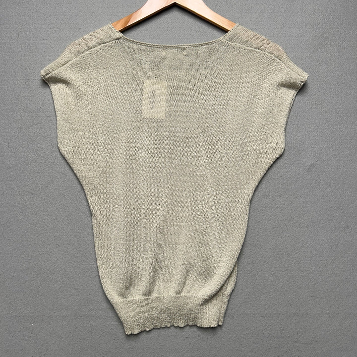 Vintage Women's Campus Casuals Beige Synch Knit Top Small