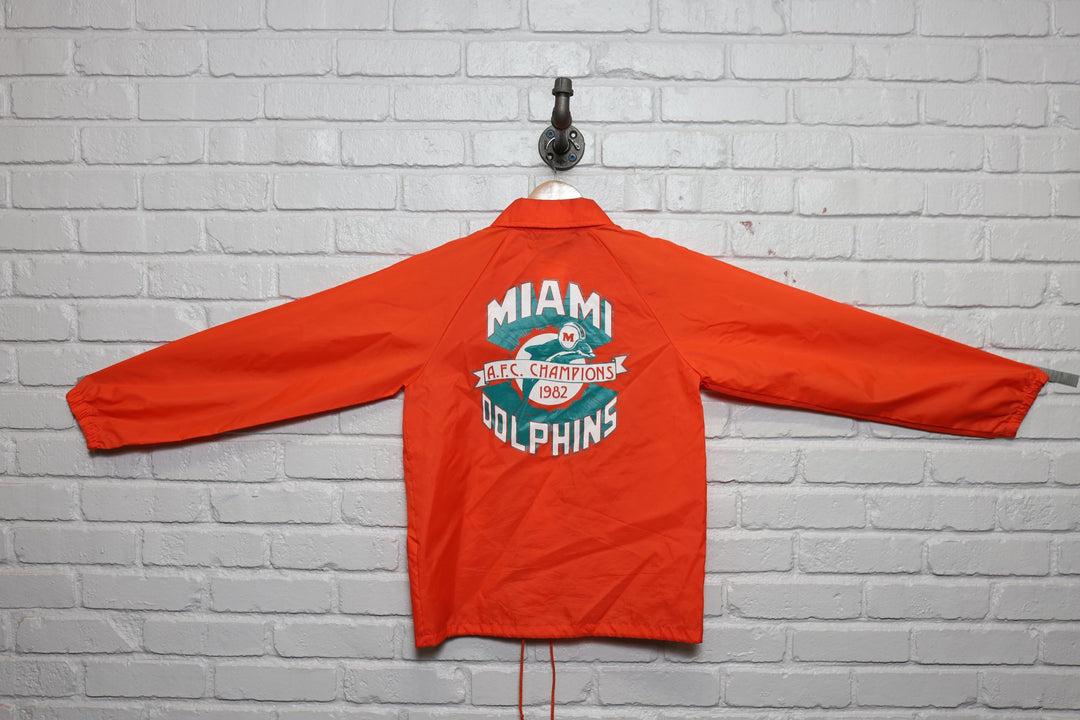 80s miami dolphins afc champions windbreaker jacket size small