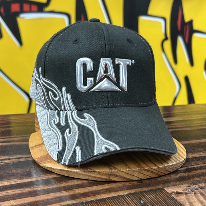 Vintage Cat Chrome Flame 2000s Strap Back Hat