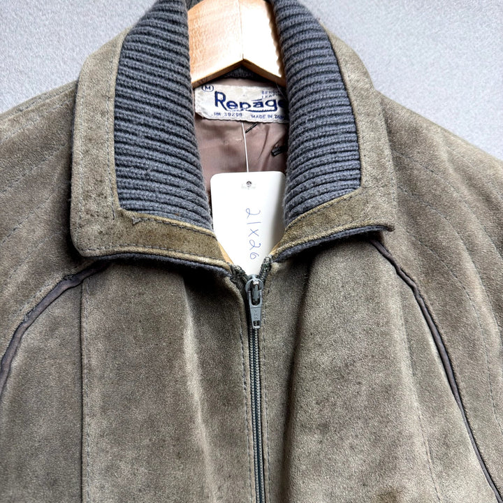Vintage Suede Panel Gray Jacket Size Medium