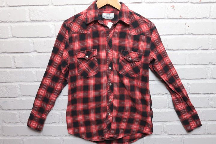 90s Vintage Wrangler Plaid Button Down Shirt Size Small