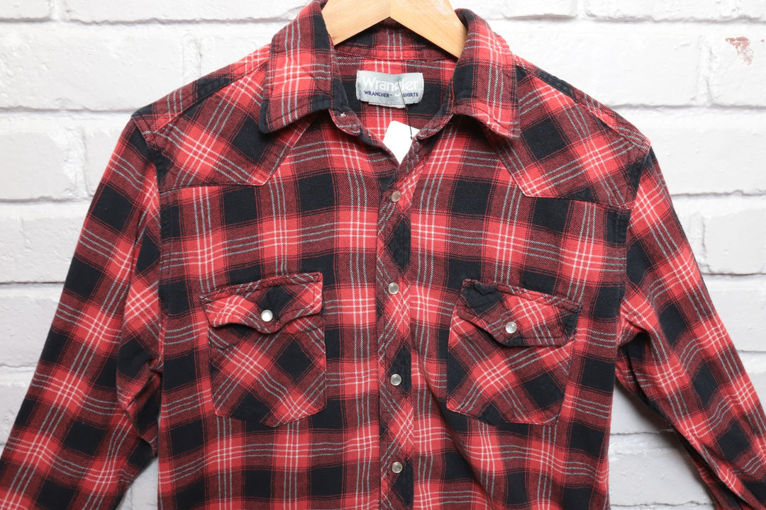 90s Vintage Wrangler Plaid Button Down Shirt Size Small