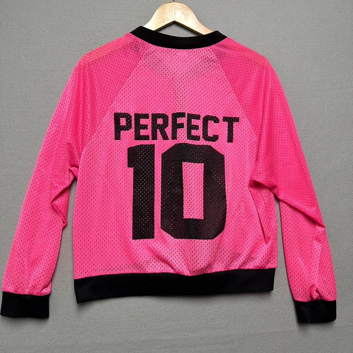 Blush Perfect 10 Y2K Hot Pink Mesh Bomber Jacket Size Medium