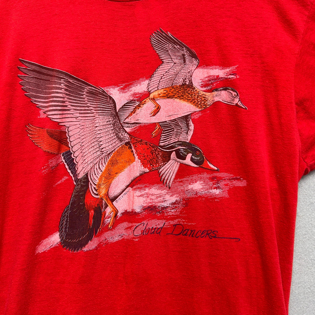 Vintage 80's Cloud Dancers Flying Ducks Red Shirt Size Large