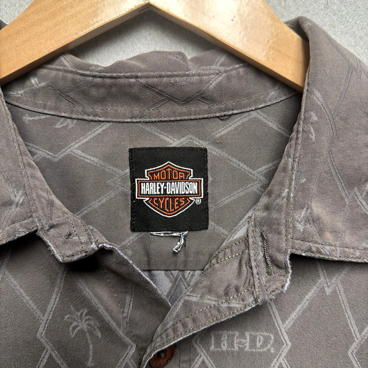 Vintage Harley Davidson Palm Tree Gray Shirt Size Large