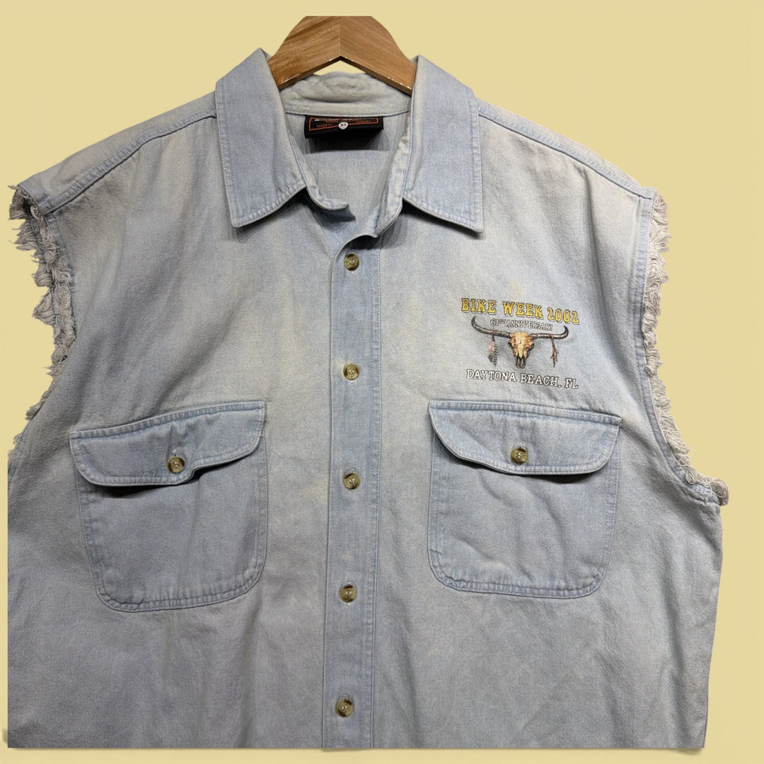 Vintage Daytona Bike Week 2000s Sleeveless Button Down Shirt Size XL