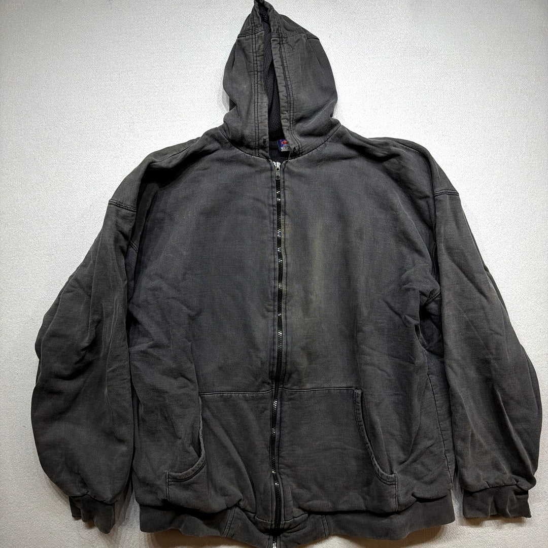 Vintage Black Thermal Lined Hoodie Size XXL