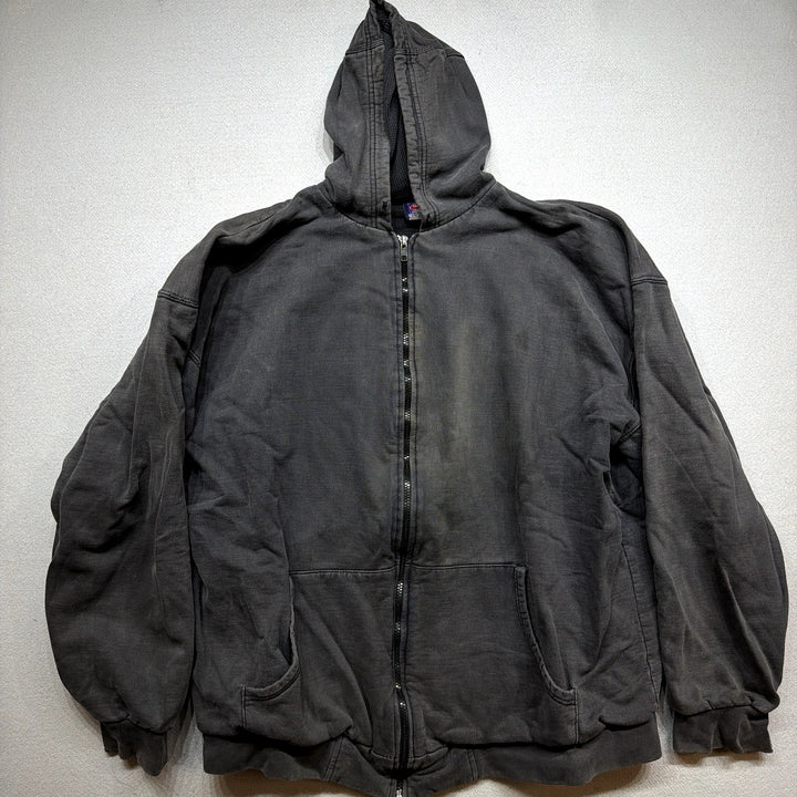 Vintage Black Thermal Lined Hoodie Size XXL