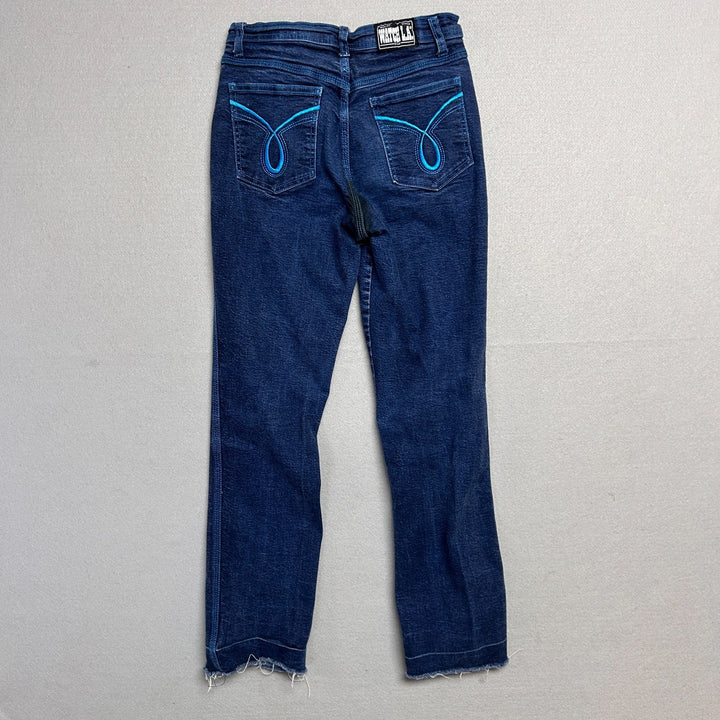 Vintage 80's Watch LA Women's Mid Rise Dark Wash Jeans W/ Blue Stitching 26 x 29