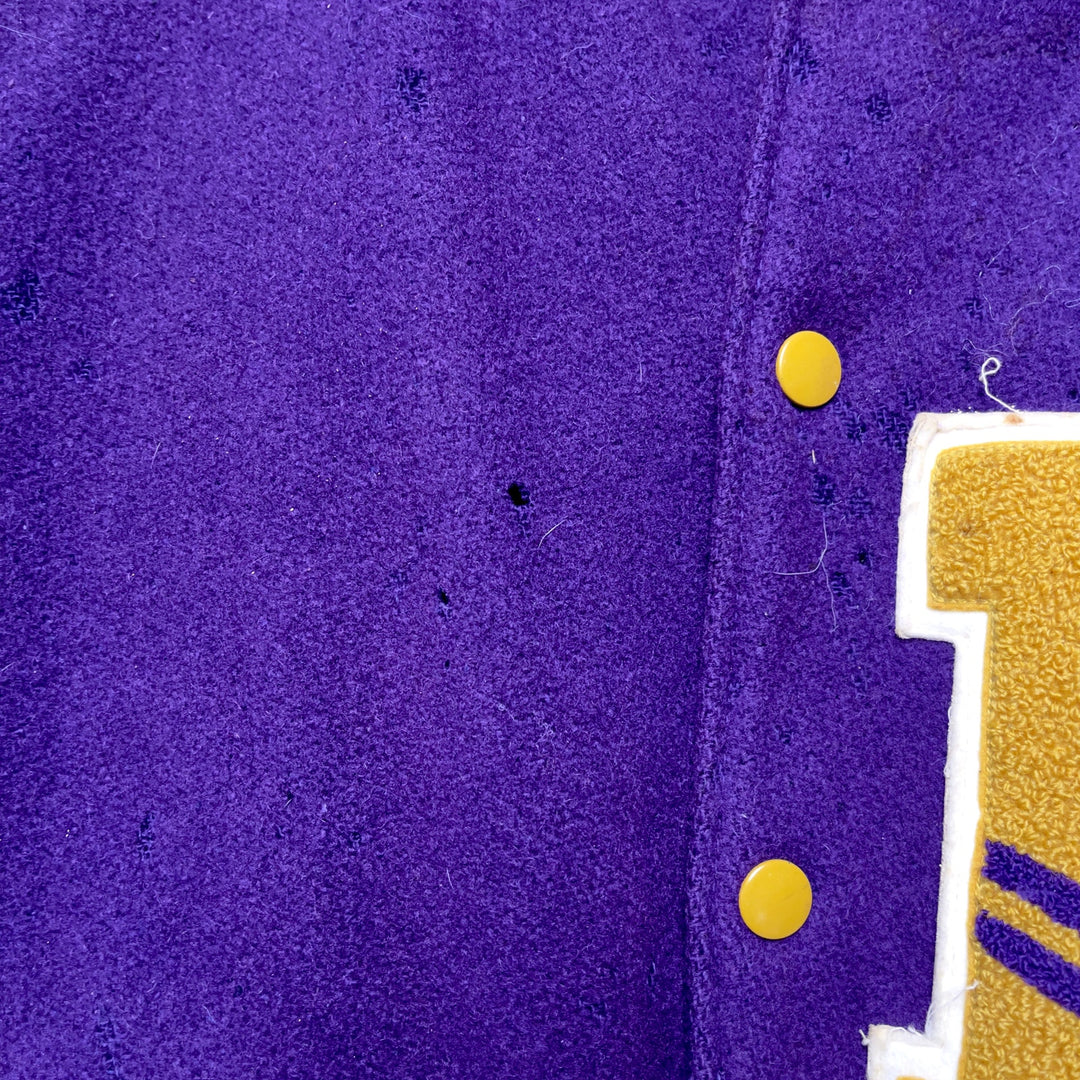 Vintage 70's Varsity High School Letterman Jacket Gold & Purple XL