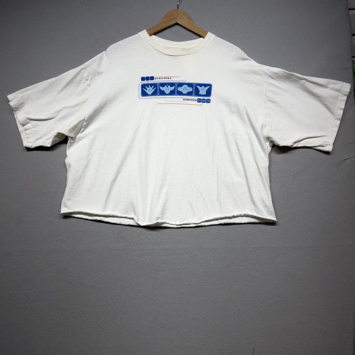 Vintage Y2K Robot Cropped T Shirt Size XXL