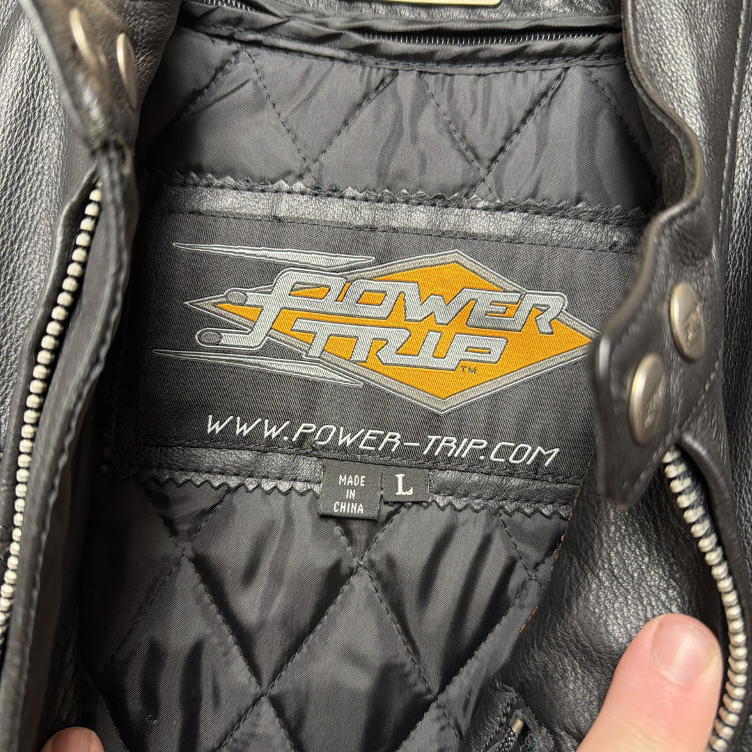 Power Trip Leather Moto Jacket Size Large