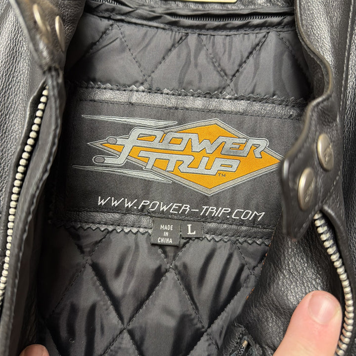 Power Trip Leather Moto Jacket Size Large