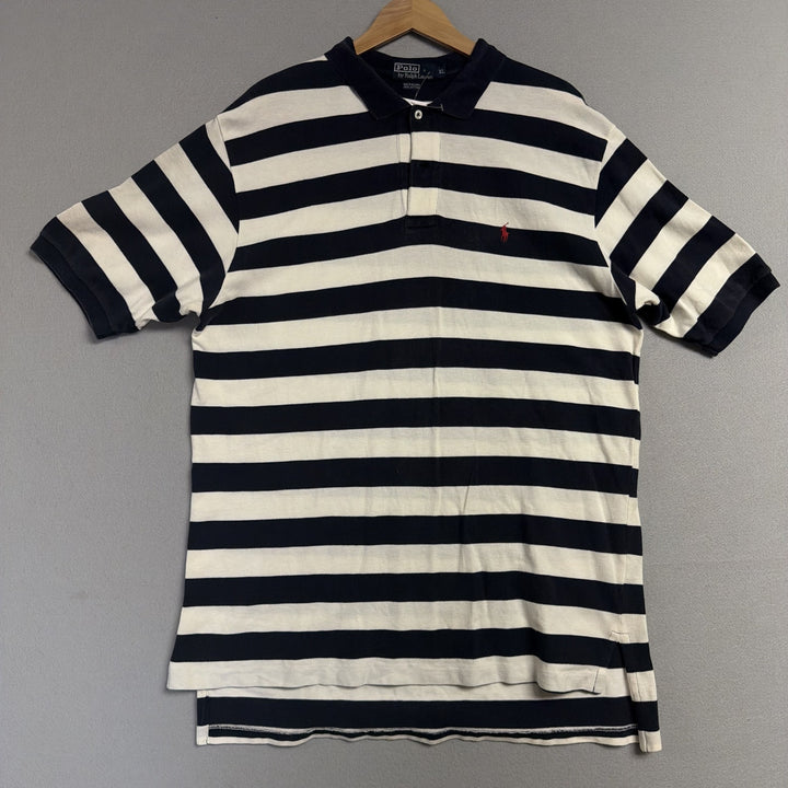 Vintage Ralph Lauren Navy and White Stripe Polo Shirt Size XL