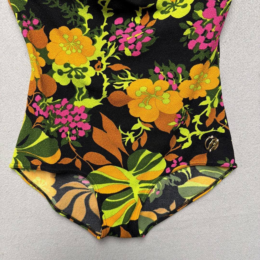 Vintage Mid Century Helanca Fabric One Piece Swimsuit Made in italy Size 12