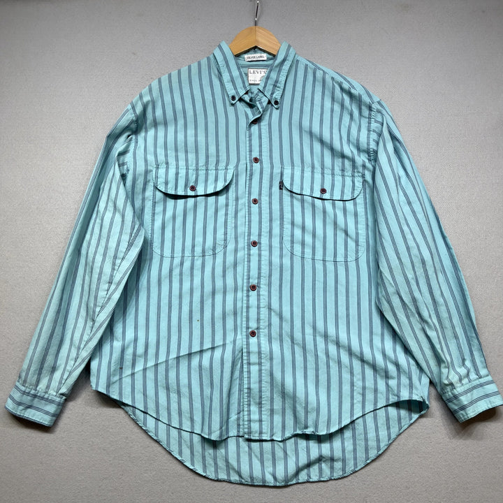 Vintage Levi's Silver Label blue Striped Shirt size Large