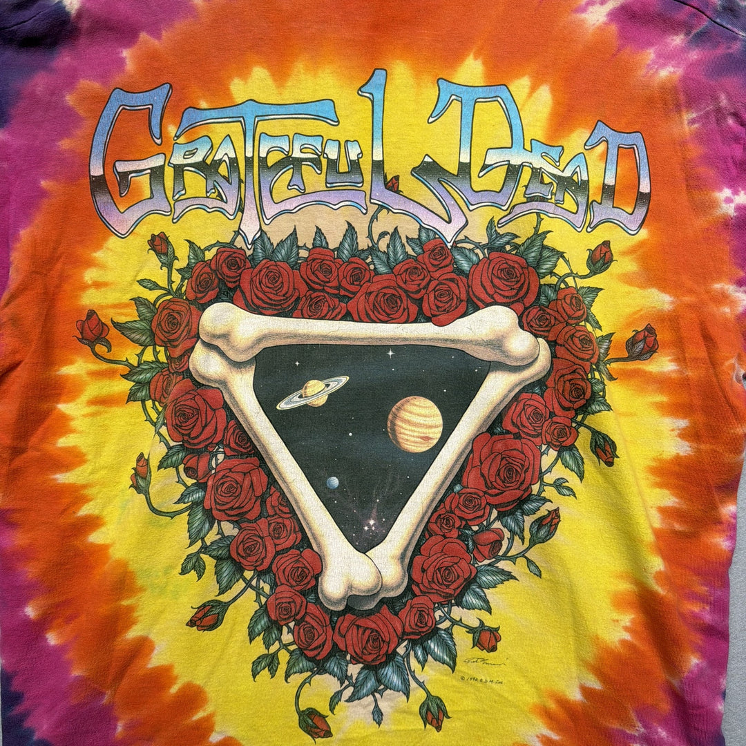 Vintage 90s Grateful Dead Space Your Face Liquid Blue Tie Dye T Shirt Size XL