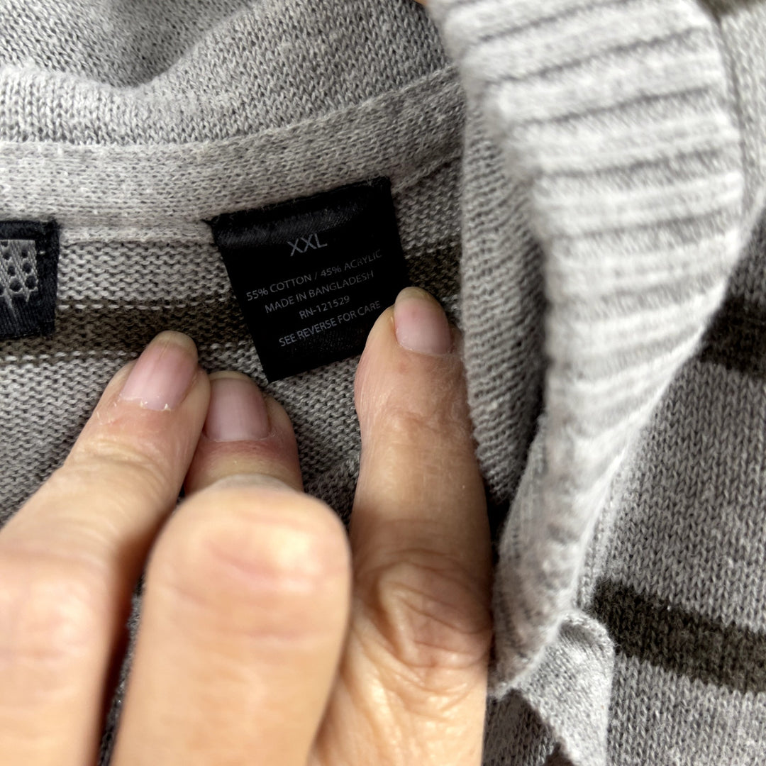 Y2k Elixir Gray Striped Full Zip Hoodie Size XXL