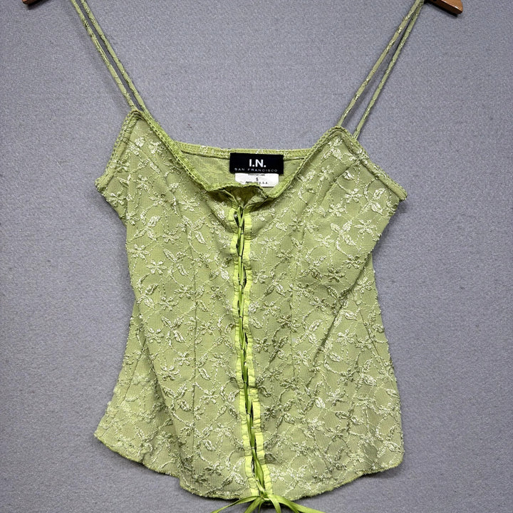 Vintage I.N. San Francisco Green Y2K Tank Top Size Small
