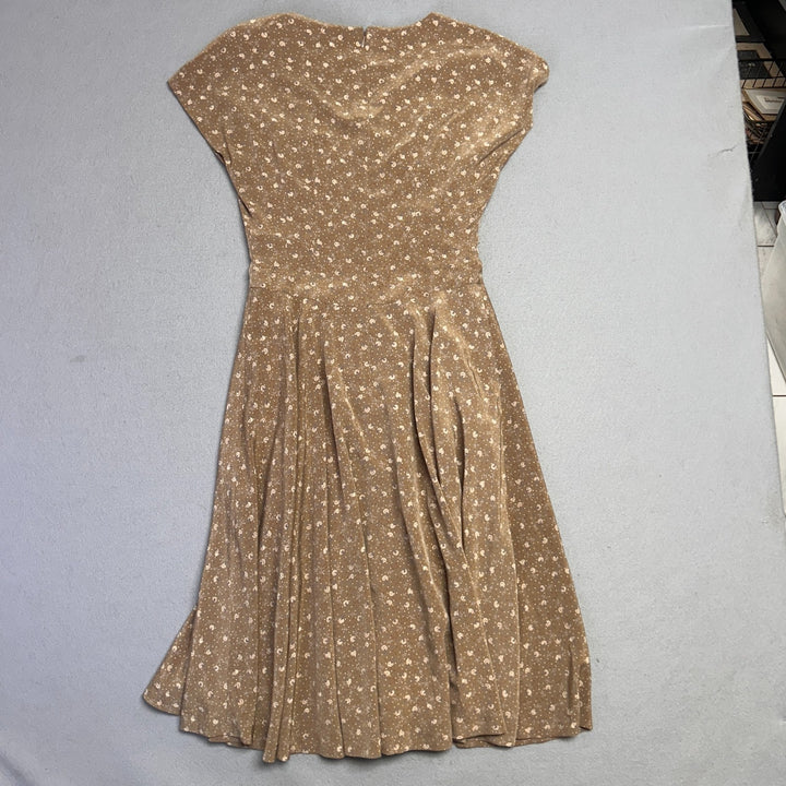 Petit Carina Brand Brown Floral Print Maxi Summer Evening Dress Size 8 (Medium)