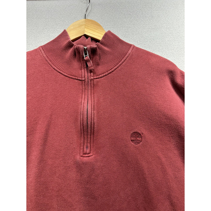 Vintage Timberland Burgundy Quarter Zip Sweatshirt Size XL