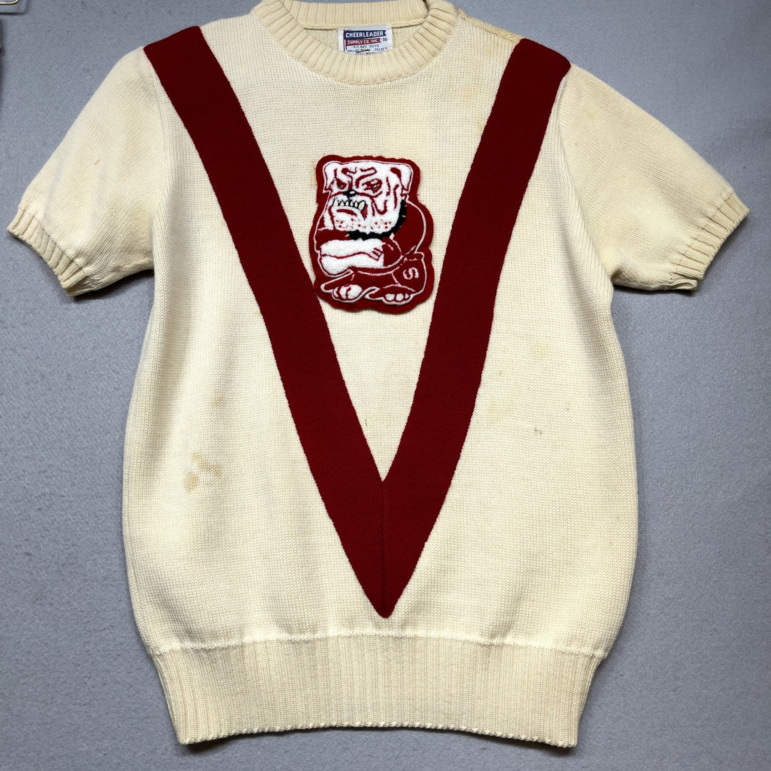 Vintage 60s Springdale Bulldogs Cheerleader Uniform Sweater and Skirt