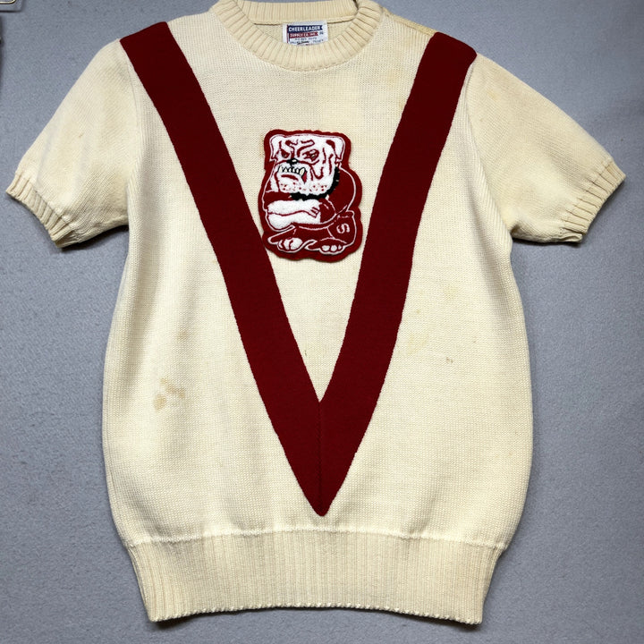 Vintage 60s Springdale Bulldogs Cheerleader Uniform Sweater and Skirt