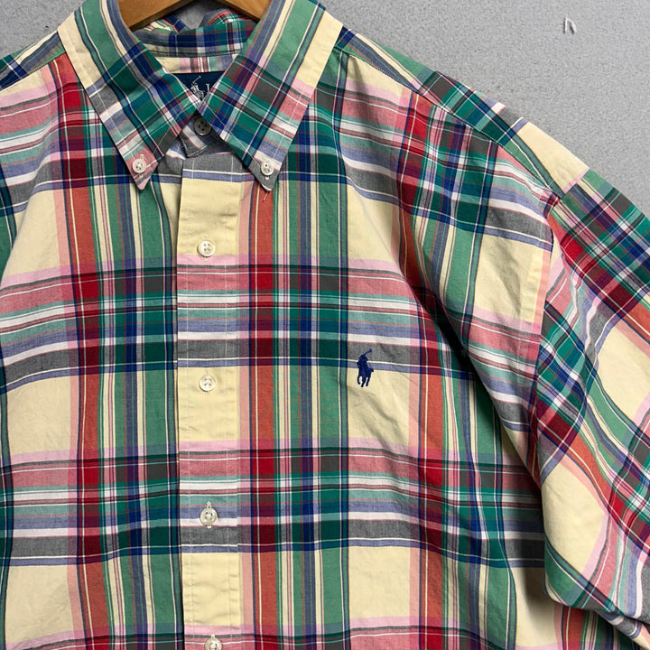 Vintage Polo Ralph Lauren Yellow and Green Plaid Shirt Size Large